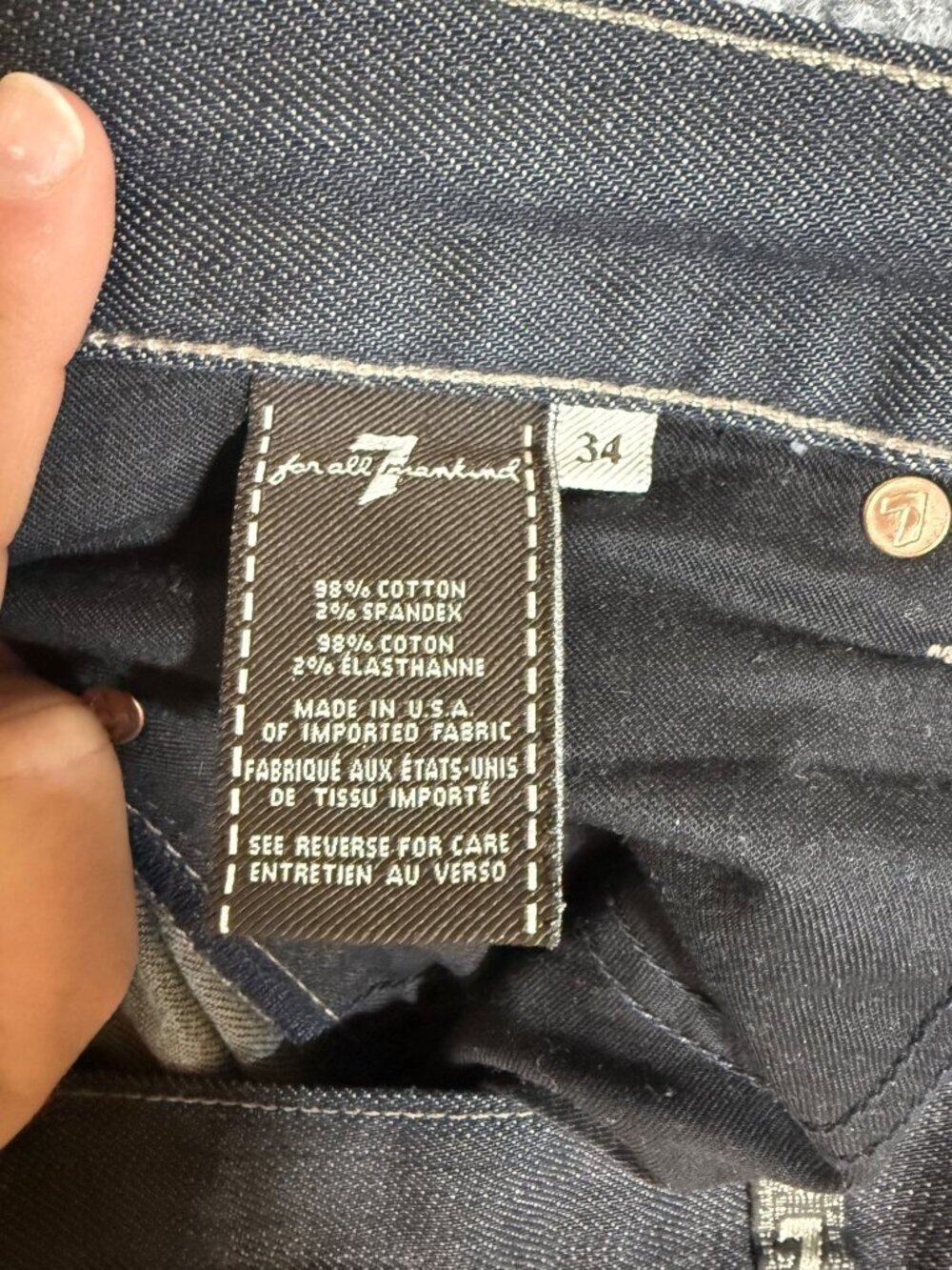 7 For All Mankind Men's Standard Straight Leg Jeans Dark Wash 34x34 - Picture 5 of 5